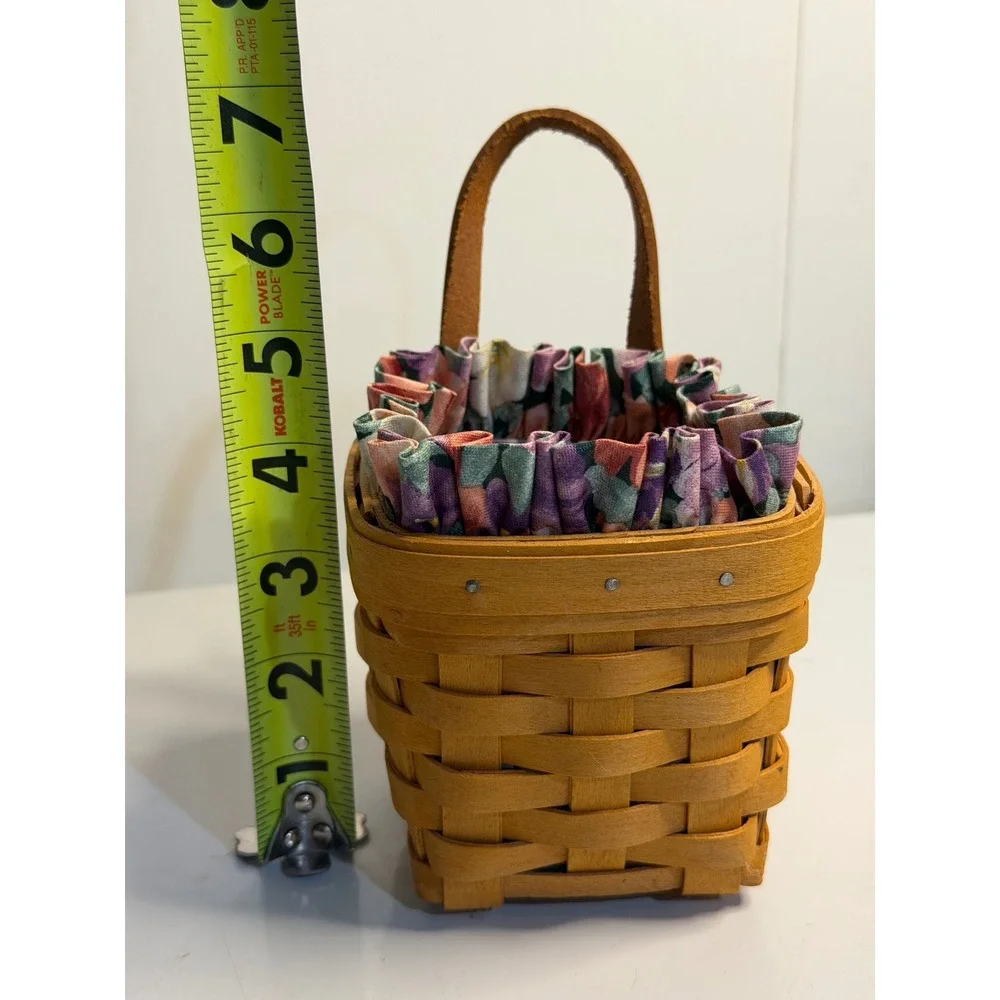 Longaberger Chives Booking Basket Brown Floral Fabric Liner Plastic Protector